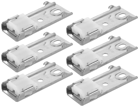 MALUGOGO 6 Stück Edelstahl-Vorhangplatten-Ersatz, einfache Installation und sichere Befestigung für Deckenschienen, Vorhangschienen, Hardware in Silber