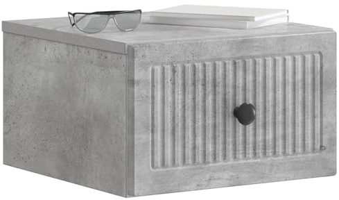 vidaXL Wandmontierter Nachttisch Betongrau 33 x 34,5 x 20 cm, Vintage Stil Schrank, rechteckige Wandablage, große schwebende Regale, kompakter Wand-Schreibtisch