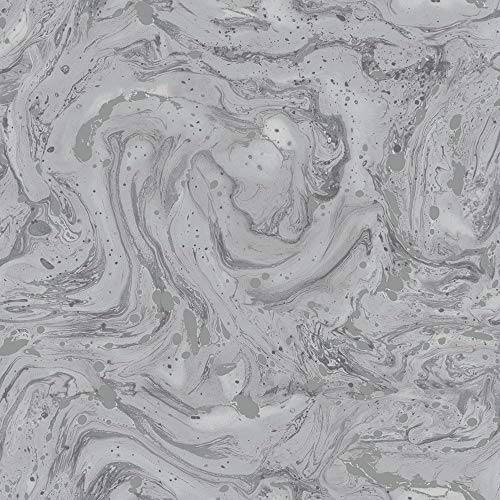 Minerals Azurite grey marble extra shiny Sparkle Luxury Wallpaper, Easy to Hang (Grey)