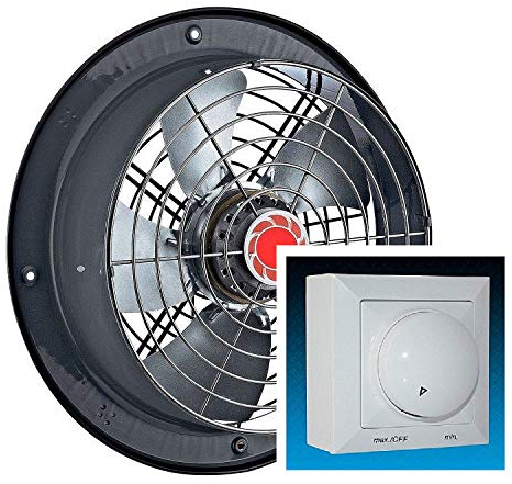 Ventilatore industriale da parete in metallo da 250 mm con regolatore di velocità da 600 Watt, ventilatore da finestra assiale, da parete, da bagno, cucina da incasso, in metallo.