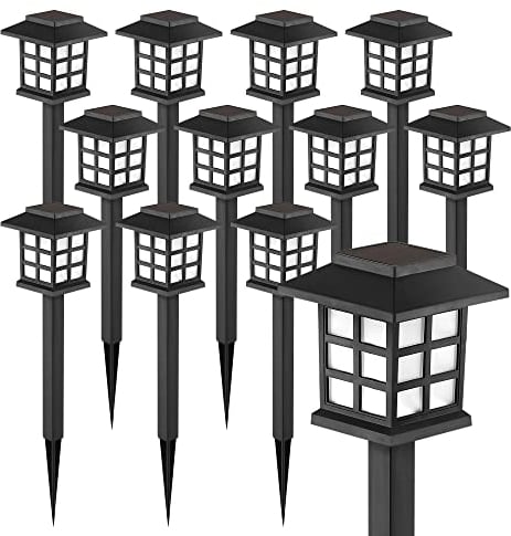 GIGALUMI - Luci solari per esterni 12 Pezzi, impermeabili, per giardino, paesaggio, sentiero, cortile, patio, vialetto