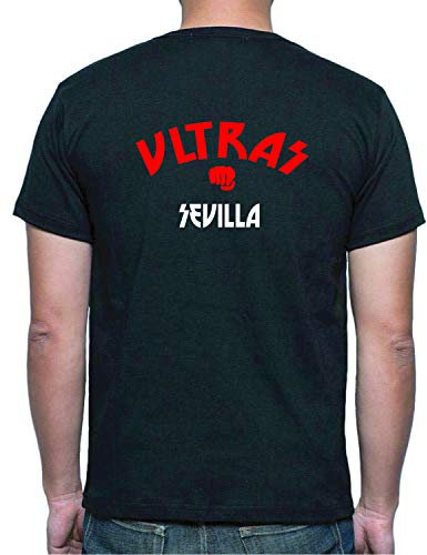 T-Shirt, schwarz, Retro Ultras Sevilla, Größe M (auf Anfrage Größen XS S M L XL XXL Senden Nachricht mit der Bestellnummer) Replikat - Fußballfans
