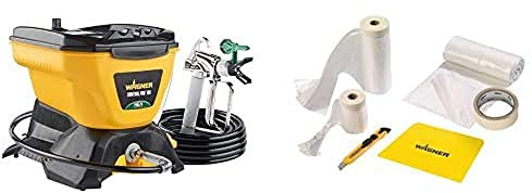 WAGNER 2394312 Airless Pistolet Control 150 murales, peintures et lasures, Bois et Anti-Corrosion, 110 Bar, Volume de réservoir 5500 ML, Tuyau 7,5 m, Jaune + Kit Extra Premium, 2316444