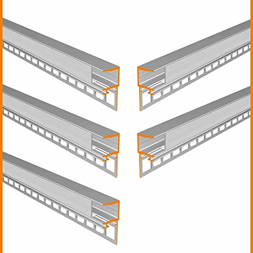BARO (BO) Fliesenabschlussprofil Aluminium 5 x 2m eloxiert | Fliesenleiste für Led Streifen bis 1cm Breite | U-Profil Fliesenschiene + Acryl Abdeckung milchig weiß (opal)
