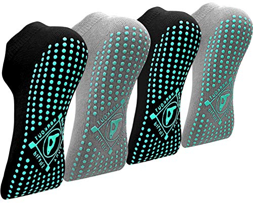 ELUTONG Yoga Socken Anti-Rutsch-Socken (4 Paare) für Damen Pilates, Barre, Tanz, Ballett, Kampfsport, Trampolin, Yoga,Fitness, Krankenhaus, Reha, Heim- und Körperbalance EU 35-40