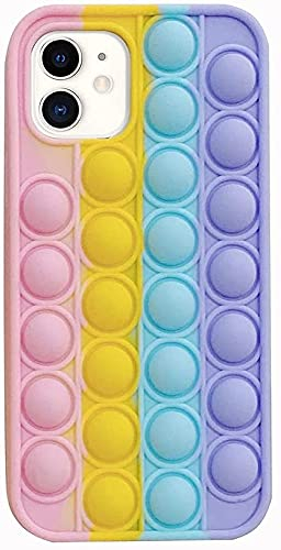 Herbests Kompatibel mit iPhone 11 Fidget Toys Phone Case Pop Fidget Reliver Stressspielzeug Silikon Schutzhülle Stoßfest Handyhülle Push Pop Bubble Fidget Sensory Toy,Regenbogen