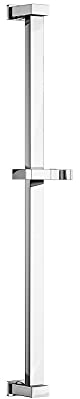 ENKI, S19, Chrome, Square Shower Riser Rail Kit with Hand Shower Holder, Stainless Steel, Contemporary, Easy to Install, 1-Year Guarantee