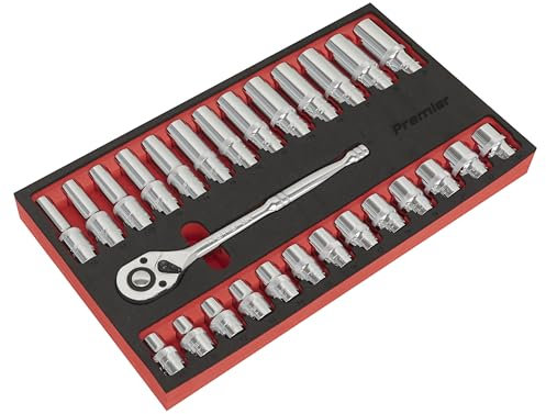 Sealey AK66723 27pc 1/2Sq Drive Ratchet Wrench & Socket Set