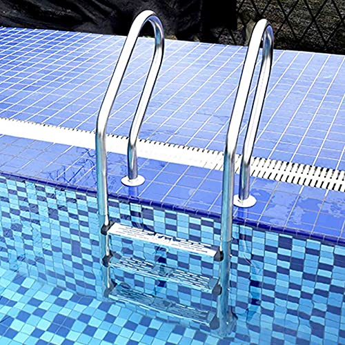 Handlaufe Fuir Pool Pool-Leiter, 3-Stufen-Edelstahl-Pool-Treppe, Schwimmbad-Treppen-Leiter für innen und außen (60 x 28 x 130cm)