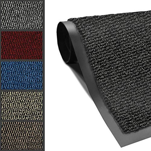 Javco Non-Slip Door Mat Dirt Trapper – Indoor And Outdoor Door Mat – Kitchen And Office Use Mat, Super Soft Absorbent Multicolor Barrier Mat, Machine Washable Shoes Scraper (Anthracite, 120 x 180 cm)