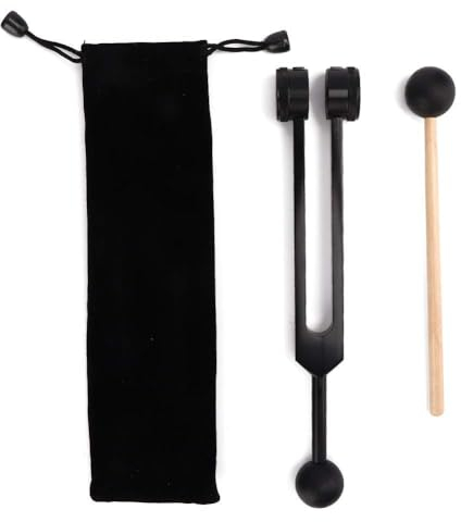 Om 136,1 Hz Stimmgabel-Set, Herz-Chakra-Stimmgabel aus schwarzer Aluminiumlegierung mit Silikonhammer und Aufbewahrungstasche für Klangheilung, Meditation, emotionale und spirituelle Gesundheit
