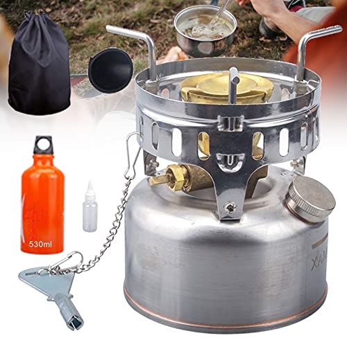 Fornellino Campeggio, Mini Fornelli a Benzina Stufa Campeggio Portatile Acciaio Inossidabile Fornello per Picnic Escursionismo, Ultra Leggero e Resistente, Peso: 405g/810g(Color:Normal type,Size:A)