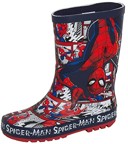 Marvel Stivali da pioggia per ragazzi Spiderman Wellington in gomma per bambini Wellingtons, Marina Militare, 27 EU