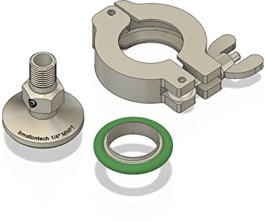 bmotiontech 1/4 MNPT to KF25 flange fitting adapter with Al wing nut clamp & SS centering ring (ISO-KF KF25 QF25 NW25) (1/4 MNPT)