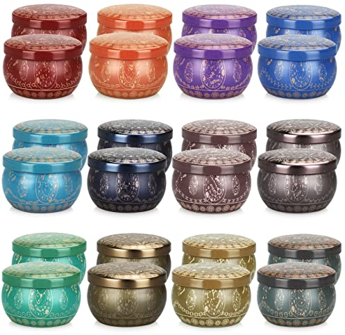 Yinuo Candle Pot Bougie Vide 24 Pièces, Kit Bougie a Faire Soi Meme Adulte, Fabrication Bougie, Motifs Exquis Pour La Fabrication de Bougies