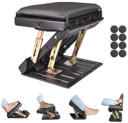 Leermart Fußstütze für unter dem Schreibtisch bei der Arbeit, 4-stufig höhenverstellbar, ergonomisch, faltbar, Fußstütze für Büro, Gaming, Computer, weiche und abnehmbare Unterlage,
