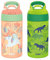 Zak Designs 16oz Riverside Kids Water Bottle with Spout Cover and Built-in Carrying Loop, Made of Durable Plastic, Leak-Proof Water Bottle Design for Travel (Unicorn & Dino Camo, Pack of 2)