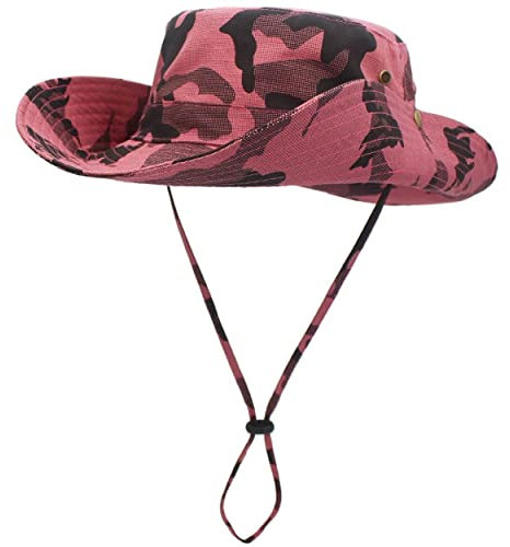 Magracy Herren-Sonnenhut, Tarnmuster, LSF 50+, breite Krempe, UV-Schutz, Safari-Hut, Unisex, rose, Einheitsgröße