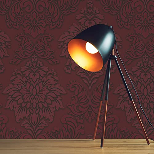 TADESSI Tapete Barock Gioele M1-No.257 Vliestapete Rot Silber Tapete mit Ornamenten für Wohnzimmer Schlafzimmer Küche