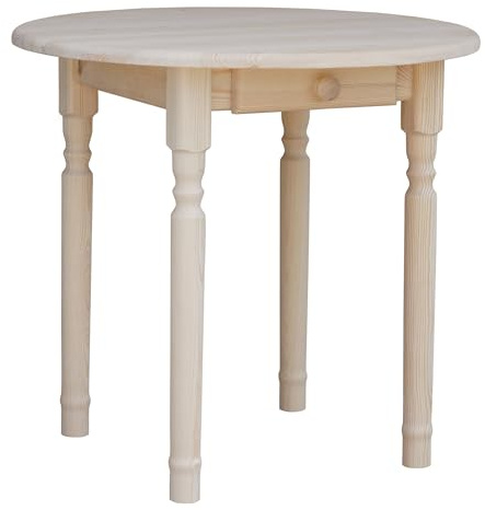 k koma Runder Kiefer Tisch mit SCHUBLADE Esstisch Küchentisch Speisetisch massiv NEU Unbehanelt (60 cm)