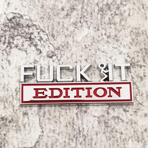 Forten Kingdom 1 x Namensschild-Emblem, Auto-Aufkleber, Aufschrift Fuck IT Edition, 3D-Buchstaben, Metall, Aufkleber, Außenzubehör (Chrom-Rot)