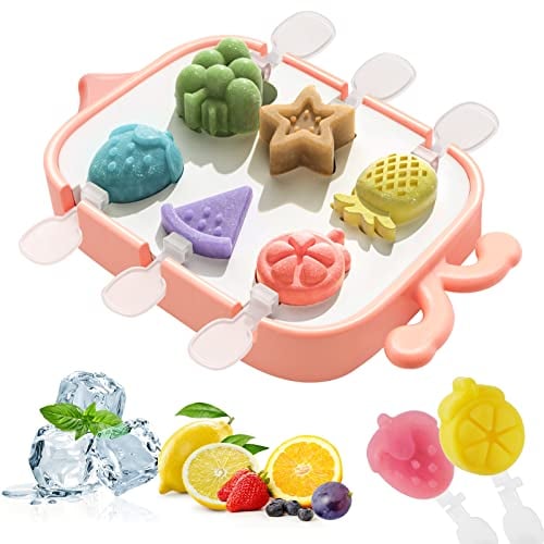 WEVOL Eisformen Silikon, 6 Zellen Eis am Stiel Formen BPA Frei für Kinder und Baby, Mini Eisförmchen Popsicle Formen mit Stiel und Deckel, Wiederverwendbar Eis Selber Machen Formen