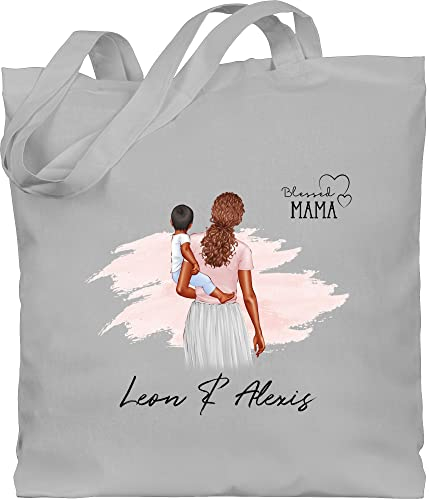 Baumwolltasche - Mama Baby Geschenk I Geschenkideen Geburt - Unisize - Hellgrau - muttertagsgeschenke personalisierte tasche mom geschenke für mütter taschen kind mummy bag muttertag jutebeutel