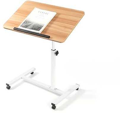 HOMION Table Adjustable Folding Portable Table, Lounge, Bedroom Furniture, Living, Tv, Multi Function Office Picnic Garden Laptop Stand Care Home Table (Natural)