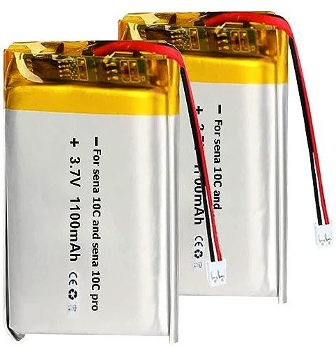 RAEWSTCO 3.7v 2pcs 1100mAh Rechargeable Lithium ion Battery Replacement for Sena 10C and Sena 10C Pro Motorcycle Bluetooth Camera Bluetooth Headset