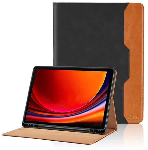 Case for Samsung Galaxy Tab S10 Plus 2024 /S10+ 2024/ S9 Plus / S9+ 12,4 inch 2023 Bussiness Cover with Pocket & Pencil Holder, Hand Strap, Auto Wake/Sleep -Black