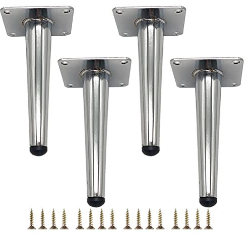 Set of 4 Straight Metal Furniture Legs, Tapered Support TV Cabinet Feet, DIY Replacement Parts for Sofa Table Couch Cupboard Armchair Ottoman (35cm/13.78in,Silver)