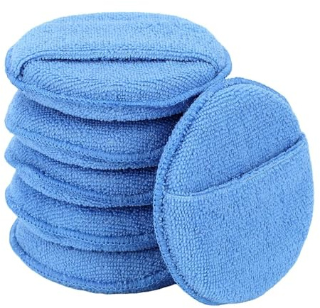 FONAROLL Microfiber Wax Applicator Pads, Car Wax Applicator with Finger Pocket, Buffing & Detail Polishing Foam Pads for Car Cleaning and Fine Polishing (5 inch, 6 Pack)