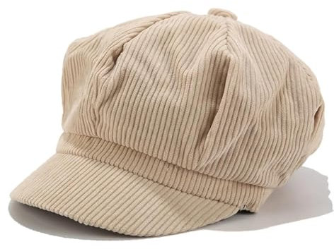 SOYNIA Barett Baskenmützen Für Herren Einstellbare Weiche Warme Cord Damen Mädchen Baker Boy Peaked Cap Newsboy Hut Frauen Warme Kappen Beige