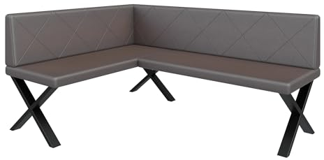 FURNISTAR Eckbank Akiko Metal X - Eckbankgruppe für Ihrem Esszimmer, Küche modern, Sitzecke, Essecke. Perfekt für Küche, Büro und Rezeption. Solide und Starke Verarbeitung. (128x168-Links-Soft30)