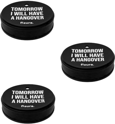 Fisura – Tapa vasos antidroga Will have a hangover 3 unidades. Protector de bebida original. Cubierta para bebidas reutilizable. Protección de vaso antiderrame hecho de silicona. 3 unidades