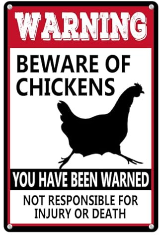 Horienteeon Aluminiumschilder mit Aufschrift Beware of Chickens, 30 x 40 cm, stabile Aluminium-Metallschilder, rostfrei, Vintage-Metall-Warnschilder über Hühner, Aktivitätsbereiche für Außenbereich,