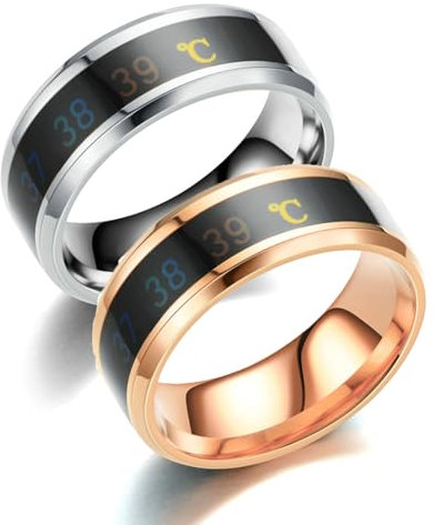 Daesar Partnerringe für Sie und Ihn, Eheringe Edelstahl Set 8MM Temperatur Pärchen Ringe mit Gravur Eheringe Nickelfrei Rosegold Gr.63 (20.1)& Silber Gr.69 (22.0)
