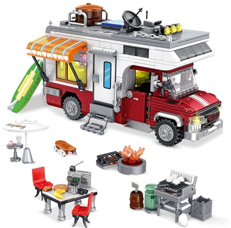 TOY PLAYER Ferien Camper Van Bausatz, Kreativer RV-Camper Van Bausatz, für Erwachsene und Jungen und Mädchen im Alter von 8 bis 12 Jahren, kompatibel mit Lego (924 PCS)