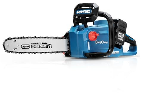 DongCheng Motosega a batteria 40 V, Lunghezza di taglio 38 cm, Motore senza spazzole, Velocità di taglio 14 m/s, senza batteria e caricabatterie