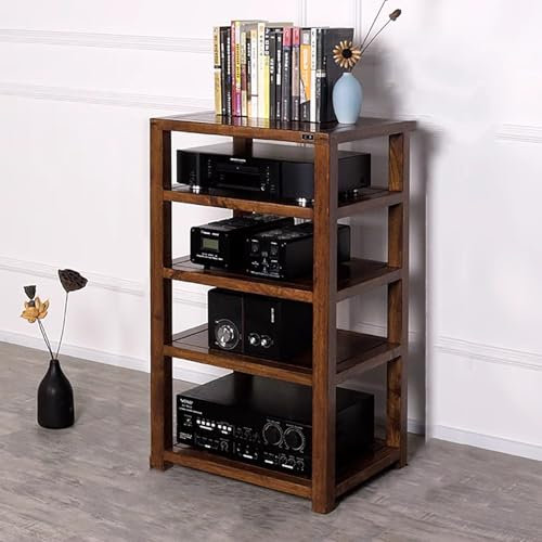 Elitix HiFi Rack Studio-Audio-Rack, Komponentenschrank, Lagerregal, Audiosystem-AV-Medienständer für Onkyo-Receiver, Heimstereo-Racksystem, Audio-Video-Regale(Walnut,Five Layers)