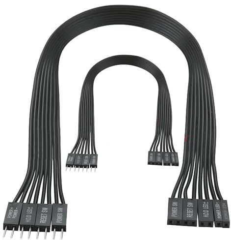 MISYNLON Motherboard-Erweiterungskabel inklusive SW-Strom/HDD-LED/Reset SW/PC-Stromversorgung, 2-polige Einzel-Buchse auf Dual-Stecker, schwarzer Jumper-Dupont-Stecker für Computerschalter, Reset