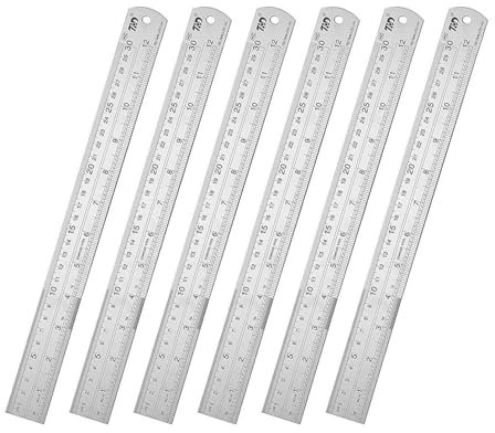 Classic Ruler 12 Inch Stainless Steel Ruler Straight Edge Metal Rulers for Measuring Tool 6 Pack Set