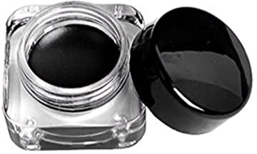 Black Gel Eyeliner Cream Eyeliner Gel Pot, Waterproof Makeup Drama With Brush, Long Lasting Smudge Proof Eye Liner Eyebrow Makeup(0.18oz./5g)