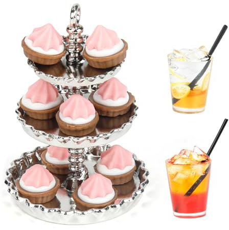 Wichtel Zubehör Miniatur Weihnachten Miniatur Essen Miniatur Kuchenständer Miniatur Cupcakes Miniatur Trinken 1/12 Miniatur Zubehör Puppenhaus Zubehör Wichtel Küche