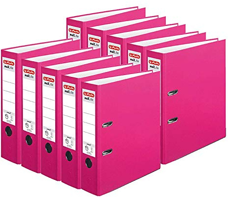 Herlitz Ordner maX.file protect A4 (mit Einsteckrückenschild) (8cm Breit, Pink, 10er Pack)