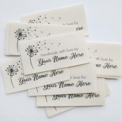 BBGDP 30 * 50mm Benutzerdefinierte Stoffetiketten, Personalisierte Kleidungsetiketten Für Einnähen Aus Baumwolltwill, Handgefertigt, Farbdruckband, Gefaltetes Etikett Mit Textlogo