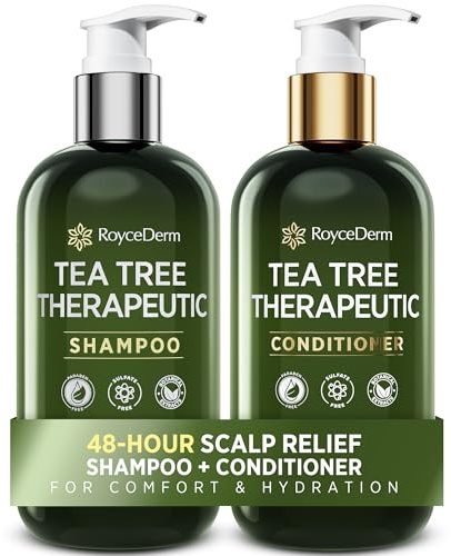 Roycederm Teebaum-Shampoo & Conditioner: Rundumpflege bei Follikulitis sowie trockener, juckender und schuppiger Kopfhaut – Mit Teebaumöl, paraben- & sulfatfrei