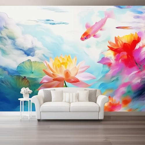 Fototapete Vliestapete Mehrfarbig Floral - Wandbild & Wandtapete für Wohnzimmer & Schlafzimmer, abnehmbar Wanddeko Design Tapete, 250 x 175 cm
