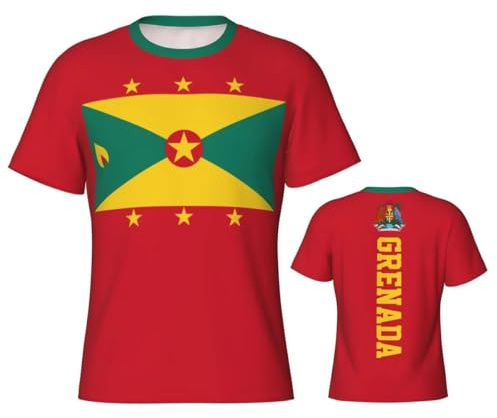 Men's Football Cup Shirt, Grenada Flag Short Sleeve Tops Sports Enthusiasts Sports Training Jerseys Fans Football T-Shirts Mens Soccer Clothing