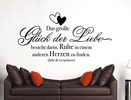 tjapalo® s-pkm384 Wandtattoo Wohnzimmer Wandtatoo Liebe Wandtattoo Liebes sprüche Das große Glück der Liebe (B58 x H30 cm)
